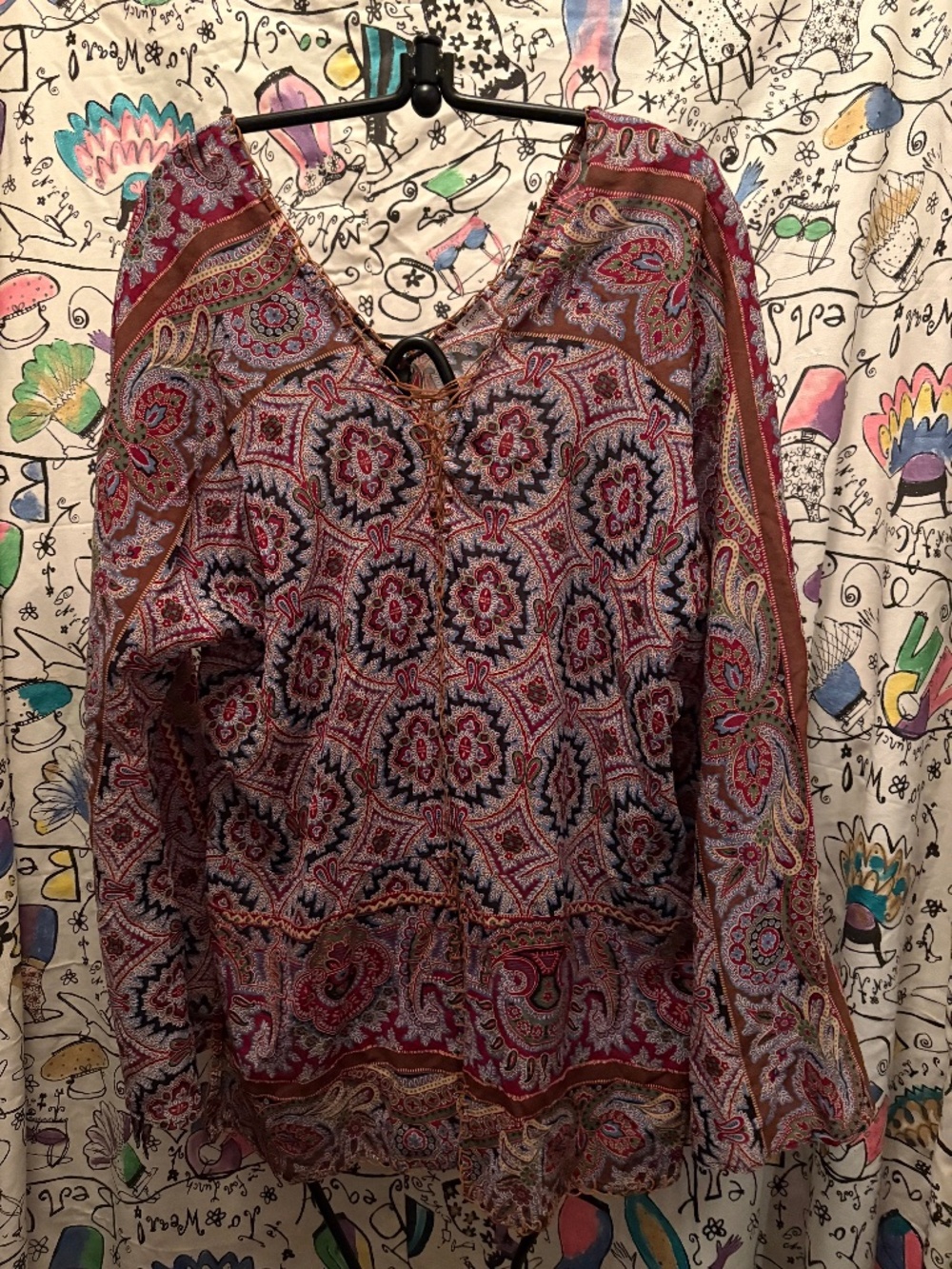 Single paisley tunic top with belle sleeves